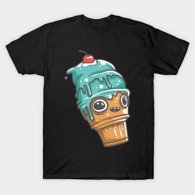 Blue cone ice cream character T-Shirt by Frispa